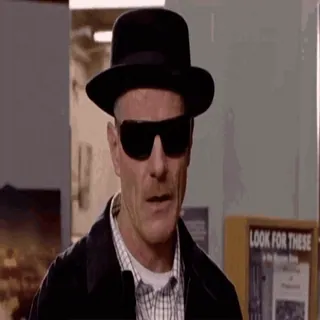 😎 Walter White Breaking Bad Walter White, Breaking Bad, Heisenberg, Bryan Cranston, Charakter, TV Serie, Hut, Sonnenbrille whatsapp sticker