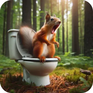 🚽 écureuil, toilette, drôle, nature, forêt, animal telegram sticker