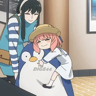 🫂 Anya Spy x Family Anime, Spy x Family, Anya, pinguino, carino telegram sticker