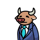 🙇‍♂️ animal, dibujos animados, toro, traje, negocios, corbata telegram sticker