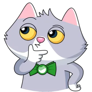 🤔 кот, думающий, милый, наклейка, зеленый, бабочка telegram sticker