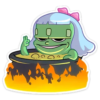 👌 Cartoon, Topf, Okay-Geste, Grün, Anime telegram sticker