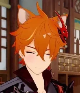 🌟 Tartaglia Genshin Impact tartaglia, genshin impact, anime, videojuego, orejas de gato, fanart whatsapp sticker