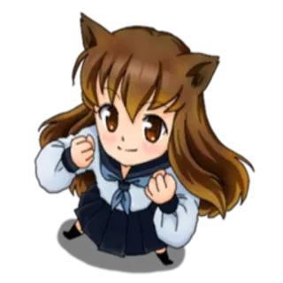 🙂 Anime, Dziewczyna, Kocie uszy, Kawaii, Słodkie, Postać, Kreskówka telegram sticker