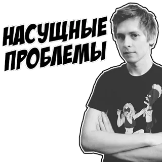 🏠 НАСУЩИЕ ПРОБЛЕМЫ мужчина, портрет, текст, русский telegram sticker