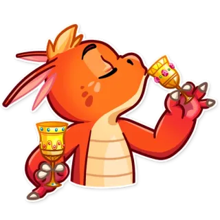🍷 dragon, dessin animé, mignon, fantaisie, magie, calice, boire telegram sticker
