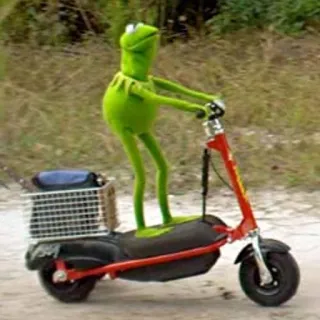🛴 Kermit kermit, frog, muppets, scooter, green telegram sticker