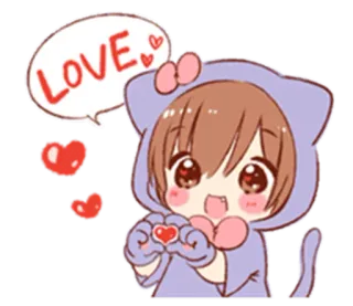 😍 LOVE liebe, süß, kawaii, herz, aufkleber, cartoon whatsapp sticker