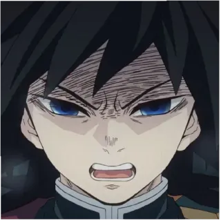 🌊 Giyu Tomioka Demon Slayer Аниме, Клинок рассекающий демонов, Гию Томиока, Злой, Расстроен telegram sticker