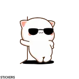 😃 kucing, kacamata hitam, imut, menari, putih whatsapp sticker