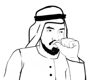 😙 man, arab, traditional clothing, thinking, beard, cartoon telegram sticker