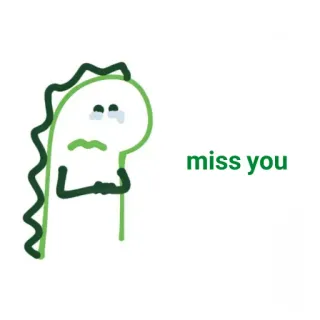 🐛 miss you tęsknię za tobą, miłość, smutny, kreskówka, zielony telegram sticker