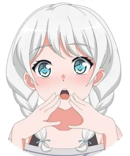 😳 anime, garota, cabelo branco, fofa, desenho animado telegram sticker