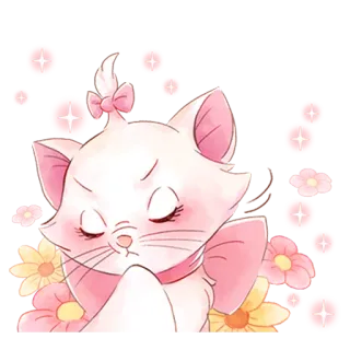 🙄 Marie The Aristocats gato, gatito, rosa, lazo, lindo, flores, disney, aristogatos telegram sticker