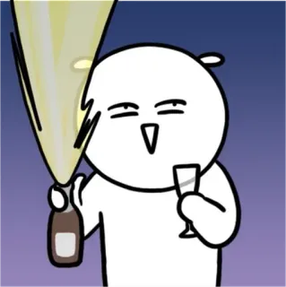 💬 만화, 축하, 건배, 음주, 샴페인, 파티, 만화 캐릭터 whatsapp sticker