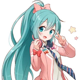 ✌ Hatsune Miku Anime, Cartoon, Vocaloid, Mädchen, Süß, Hatsune Miku telegram sticker