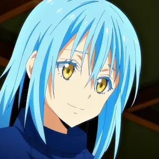 💧 Rimuru Tempest That Time I Got Reincarnated as a Slime anime, Rimuru Tempest, slime, isekai, manga, blue hair, cute, smile telegram sticker
