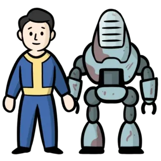 👫 Fallout Fallout, Vault Boy, Roboter, Spiel telegram sticker