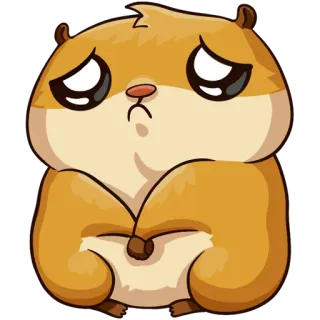 ☹ triste, hamster, fofo, animal, desenho animado telegram sticker