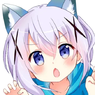 😝 anime, chica, orejas de gato, lindo, kawaii, dibujos animados whatsapp sticker