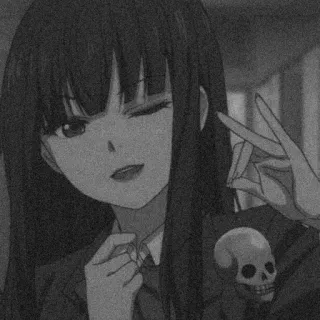 ⛓ anime, skull, peace sign, girl, wink telegram sticker