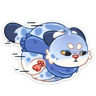 🏃‍♂️ แมว, น่ารัก, ความเร็ว, สัตว์, การ์ตูน, สีน้ำเงิน, สติกเกอร์ whatsapp sticker