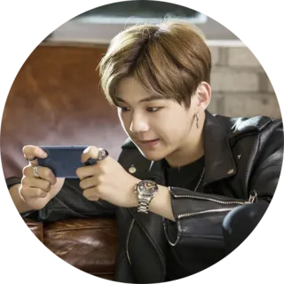 😐 orang, bermain, game seluler, jaket kulit, ponsel cerdas, asia whatsapp sticker