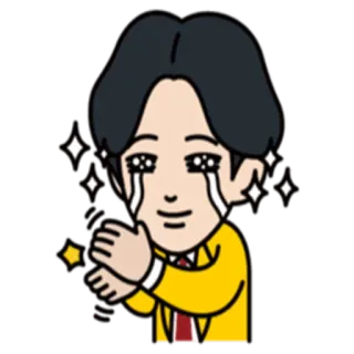 💙 man, cartoon, sparkle, anime, character, clapping, happy whatsapp sticker