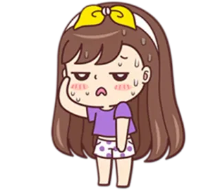 😥 dibujos animados, sudando, cansada, agotada, chica, kawaii, anime telegram sticker