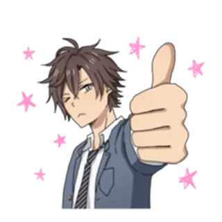 👍 anime, character, thumbs up, positive, approval, cartoon, wink telegram sticker