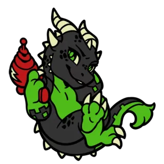 🔫 dragon, dessin animé, mignon, reptile, fantaisie, animal telegram sticker