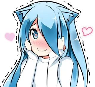 ❤ Anime, Kawaii, Carino, Cuori, Cartone animato, Illustrazione whatsapp sticker