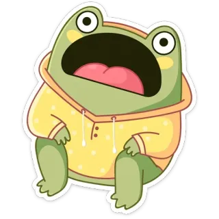 😱 katak, stiker, kartun, binatang, imut, ekspresi, terkejut, mulut terbuka telegram sticker