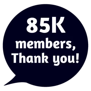 😵 85K members, Thank you! membros, obrigado, celebração, comunidade, conquista, marco telegram sticker