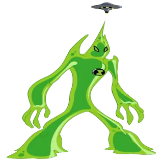 😎 Goop Ben 10 Инопланетянин, Мультфильм, Слизь, Слайм, Зеленый, Оборотень, НЛО telegram sticker