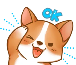 👌 OK dog, corgi, cute, ok, approval, agreement telegram sticker