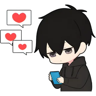 ❤️ anime, cartoon, love, hearts, communication, chibi telegram sticker