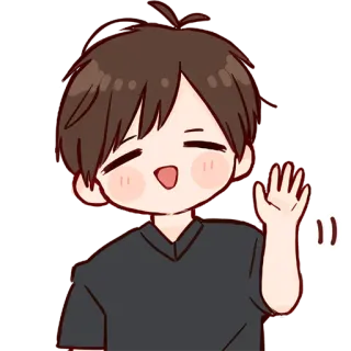 👋 cartoon, boy, waving, happy, anime, kawaii telegram sticker