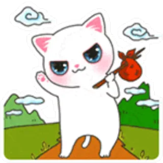 😼 chat, dessin animé, animal, aventure, départ, voyage, mignon telegram sticker