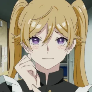 🛹 Anime, chica, rubia, uniforme escolar, linda, personaje, retrato telegram sticker