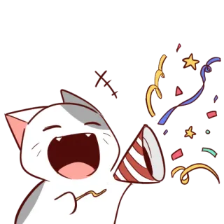 🎉 mèo, tiệc, lễ kỷ niệm, hoa giấy, vui vẻ, hoạt hình, phim hoạt hình telegram sticker