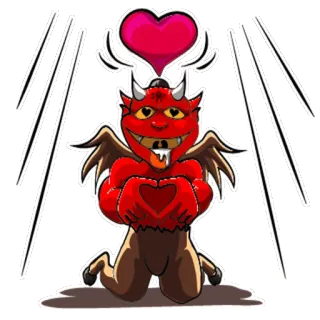 ❤️ diabo, coração, demônio, amor, desenho animado telegram sticker