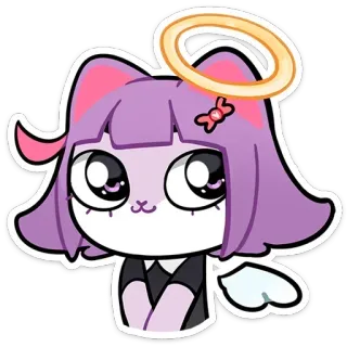 😇 Anime, Mèo gái, Kawaii, Thiên thần, Phim hoạt hình, Sticker, Dễ thương, Hào quang whatsapp sticker