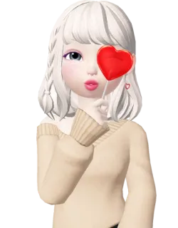 😍 avatar, fofo, coração, pirulito, menina, desenho animado, zepeto telegram sticker