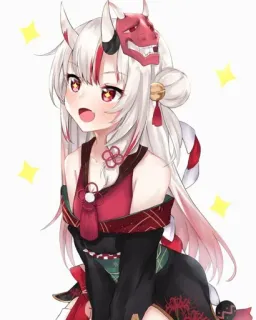 😍 Anime, Mangá, Kawaii, Fofo, Garota, Máscara vermelha, Chifres telegram sticker