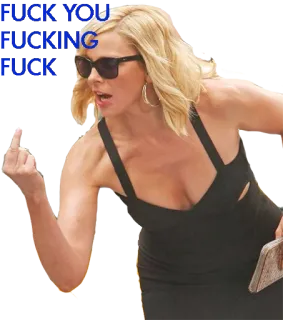 🖕 FUCK YOU FUCKING FUCK ofensivo, dedo do meio, mulher, óculos de sol, raiva whatsapp sticker