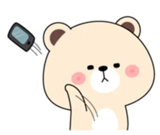 😕 ours, mignon, animal, dessin animé, autocollant, téléphone, contrarié telegram sticker