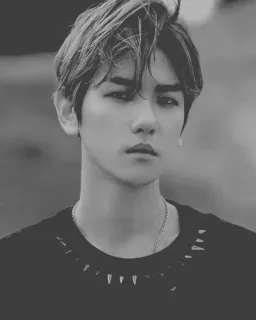 🥀 osoba, portret, kpop, azjatycki, mężczyzna, czarno-białe telegram sticker