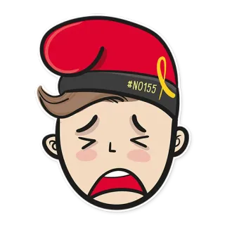 😫 #N0155 Cartone animato, Emoji, Personaggio, Triste, Nastro giallo whatsapp sticker
