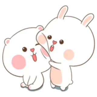 😍 coelho, urso, fofo, desenho animado, animais, adesivo, kawaii whatsapp sticker